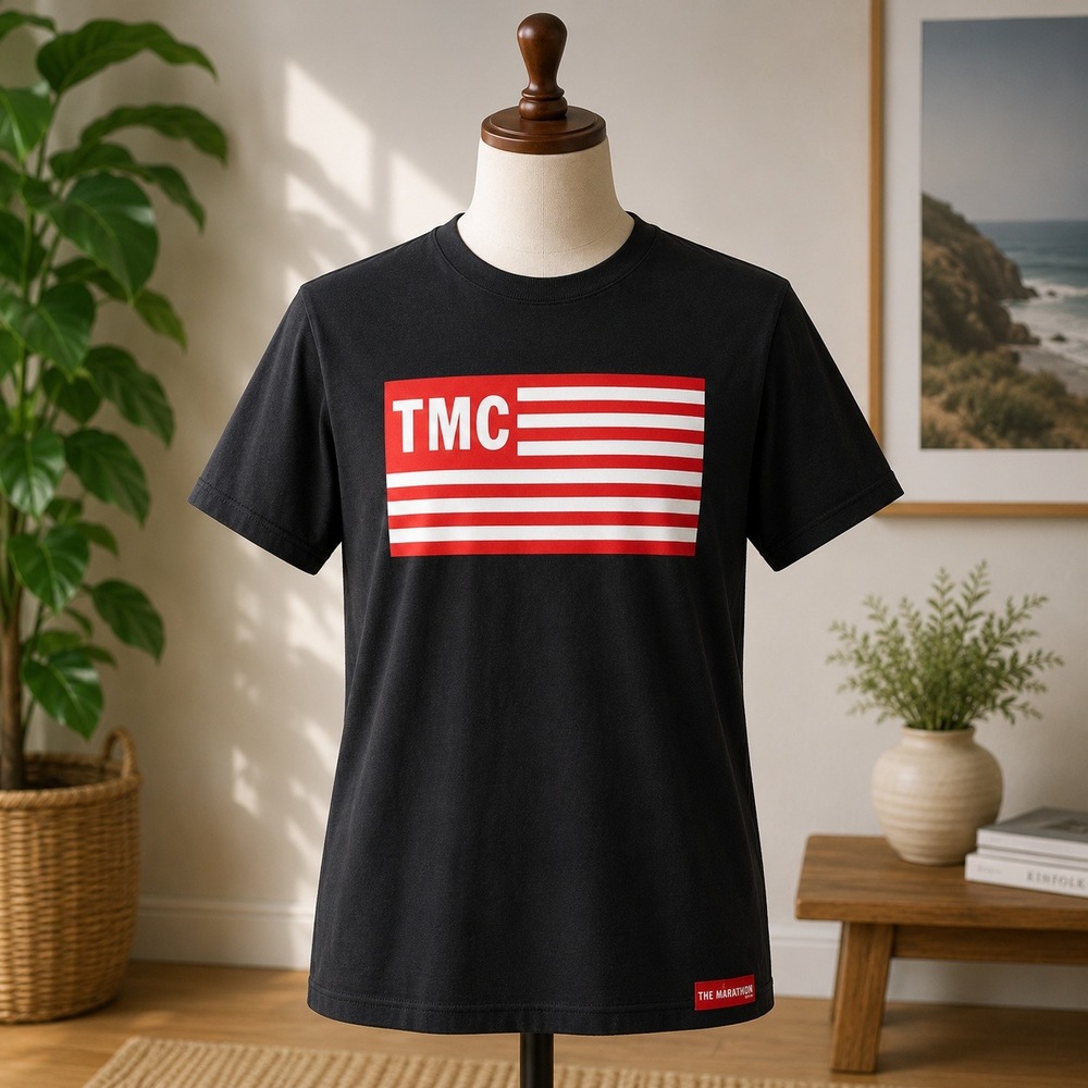 NWT The Marathon Clothing TMC‎ Flag T-Shirt Mens Small Black Nipsey Hussle Tee